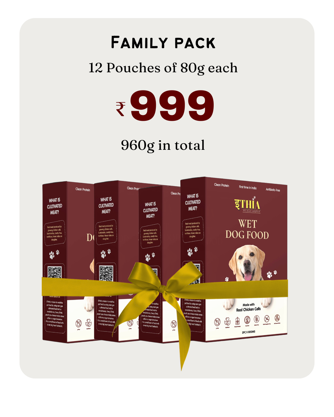 Ethia Premium Wet Dog Food – Family Pack (12 Pouches x 80g)