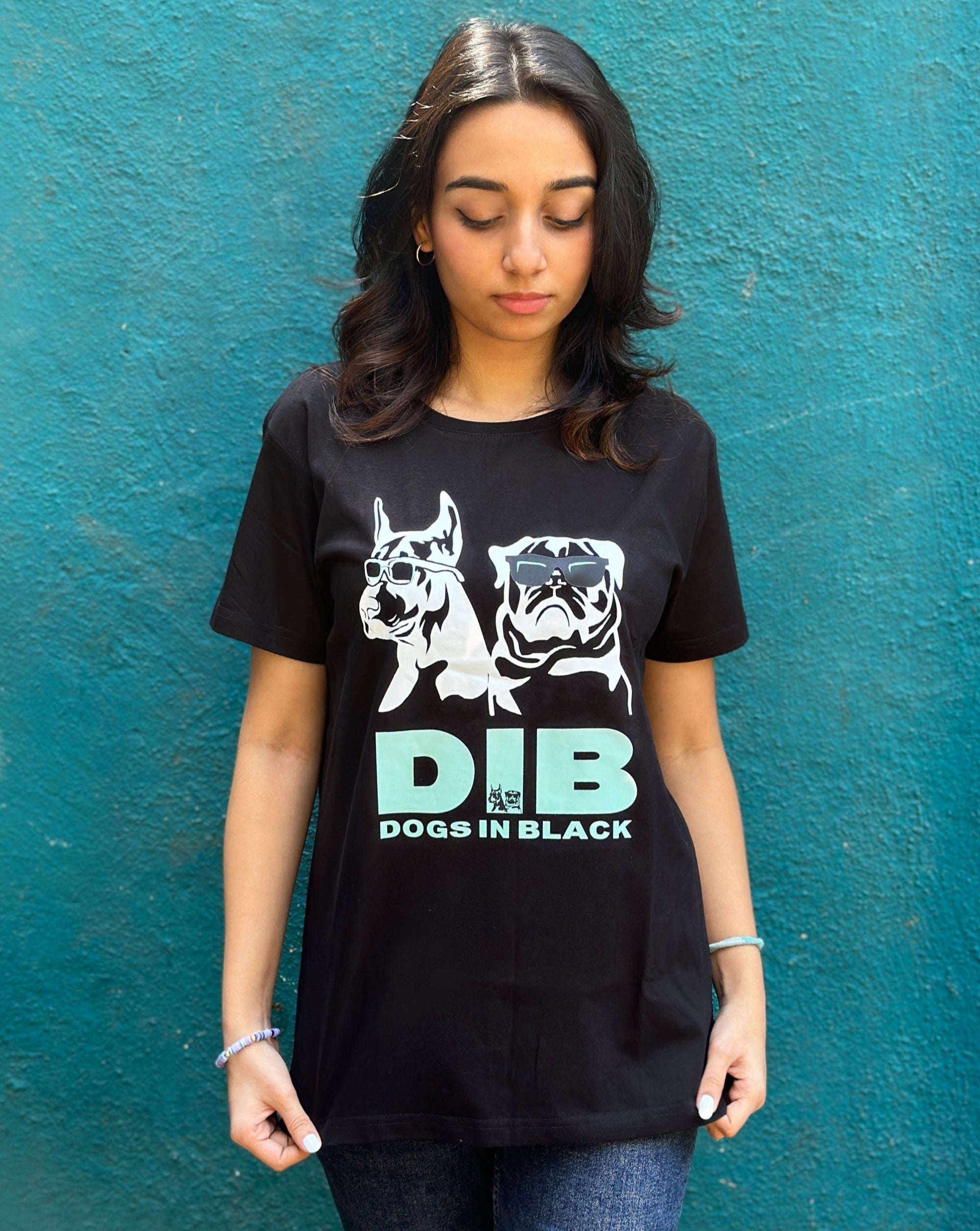 Dogs in Black T-shirt- UNISEX