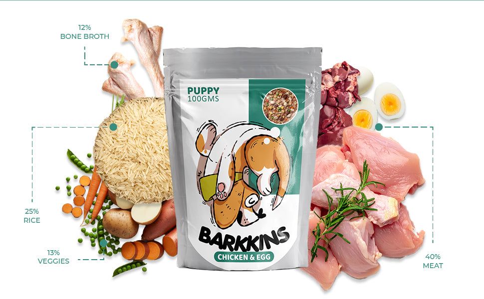 Barkkins Chicken & Egg - Puppy (100g packs)