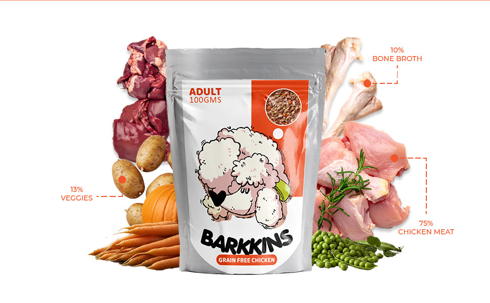 Barkkins Grain-free Chicken Meal - Adult (100g packs)
