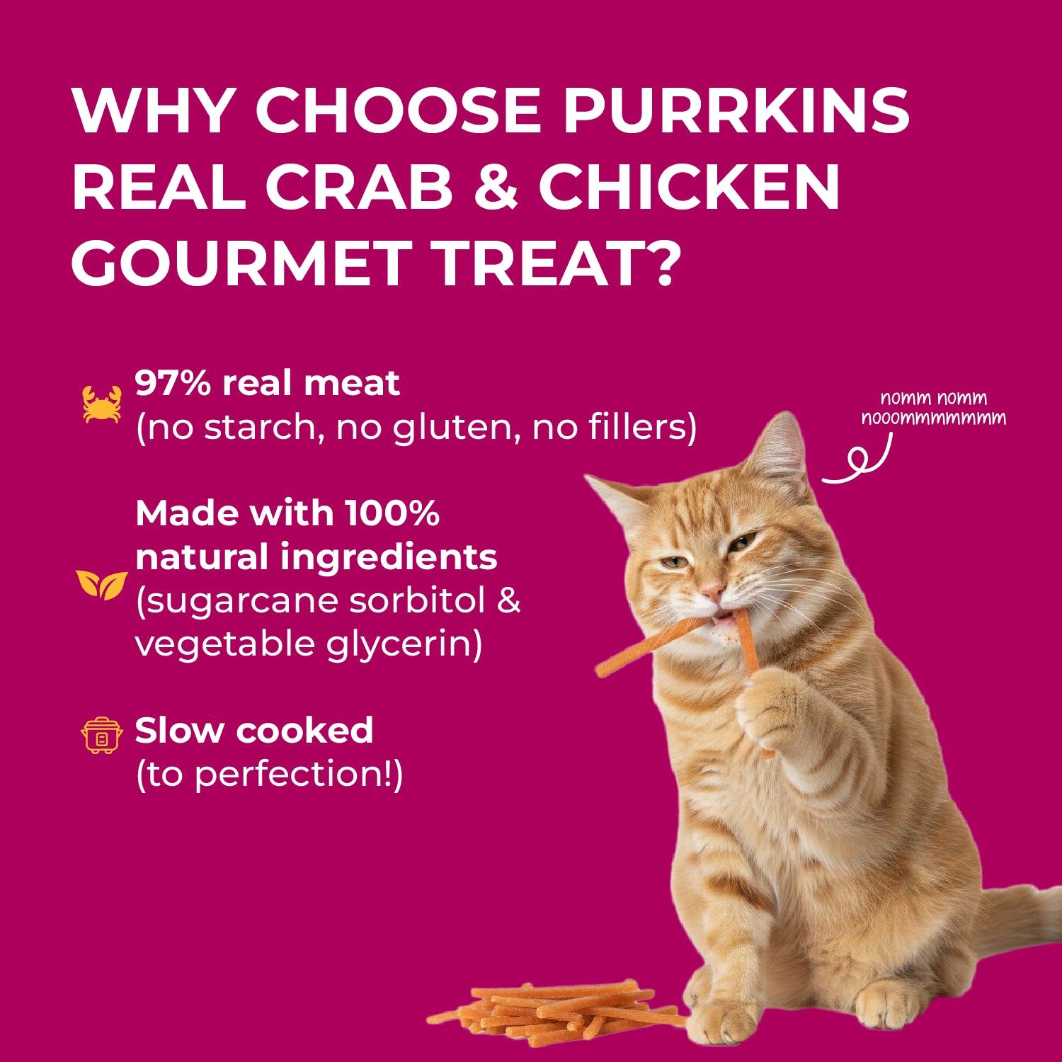 Purrkins Exotic Gourmet Cat Treats - Real Crab & Chicken (40g)