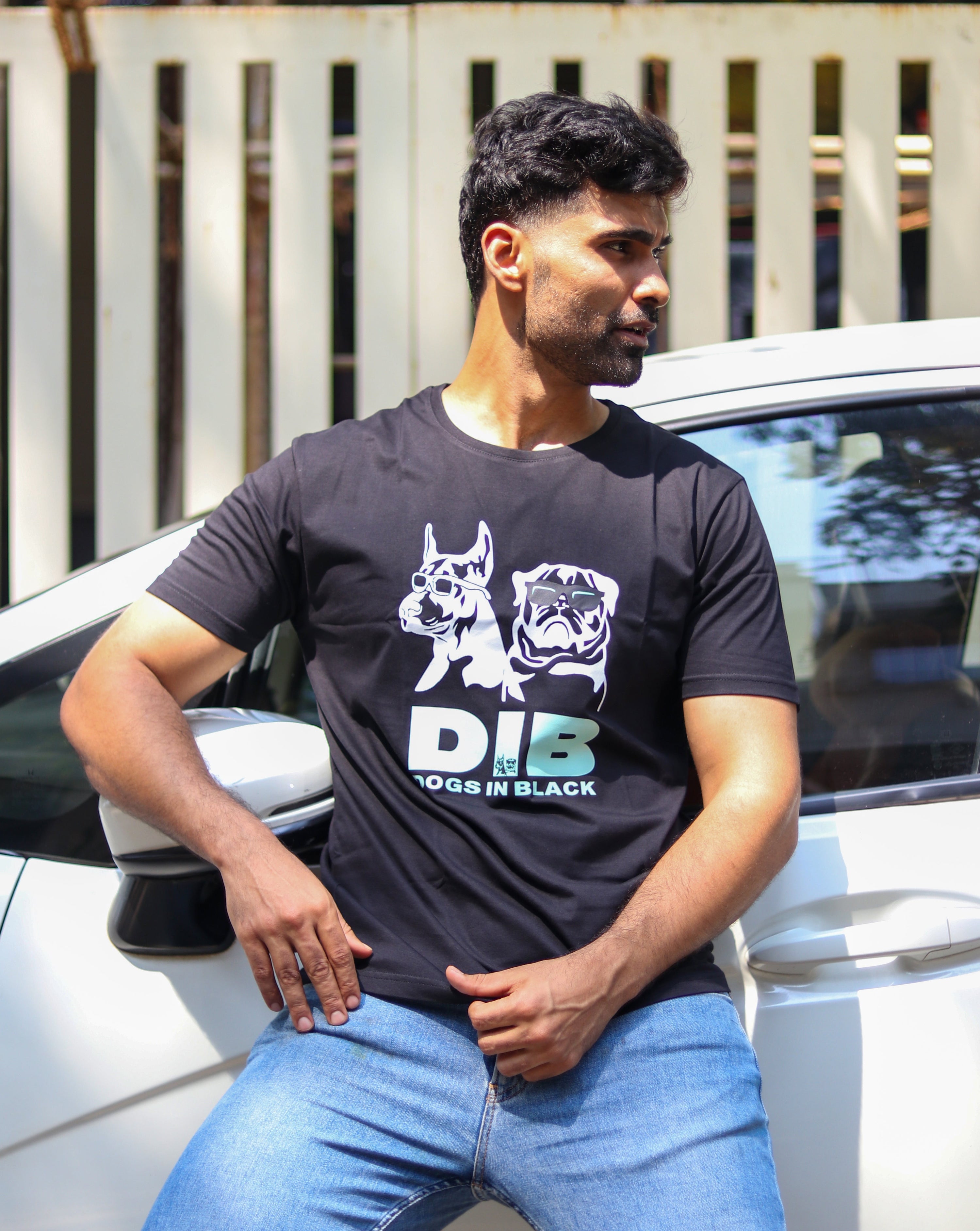 Dogs in Black T-shirt- UNISEX