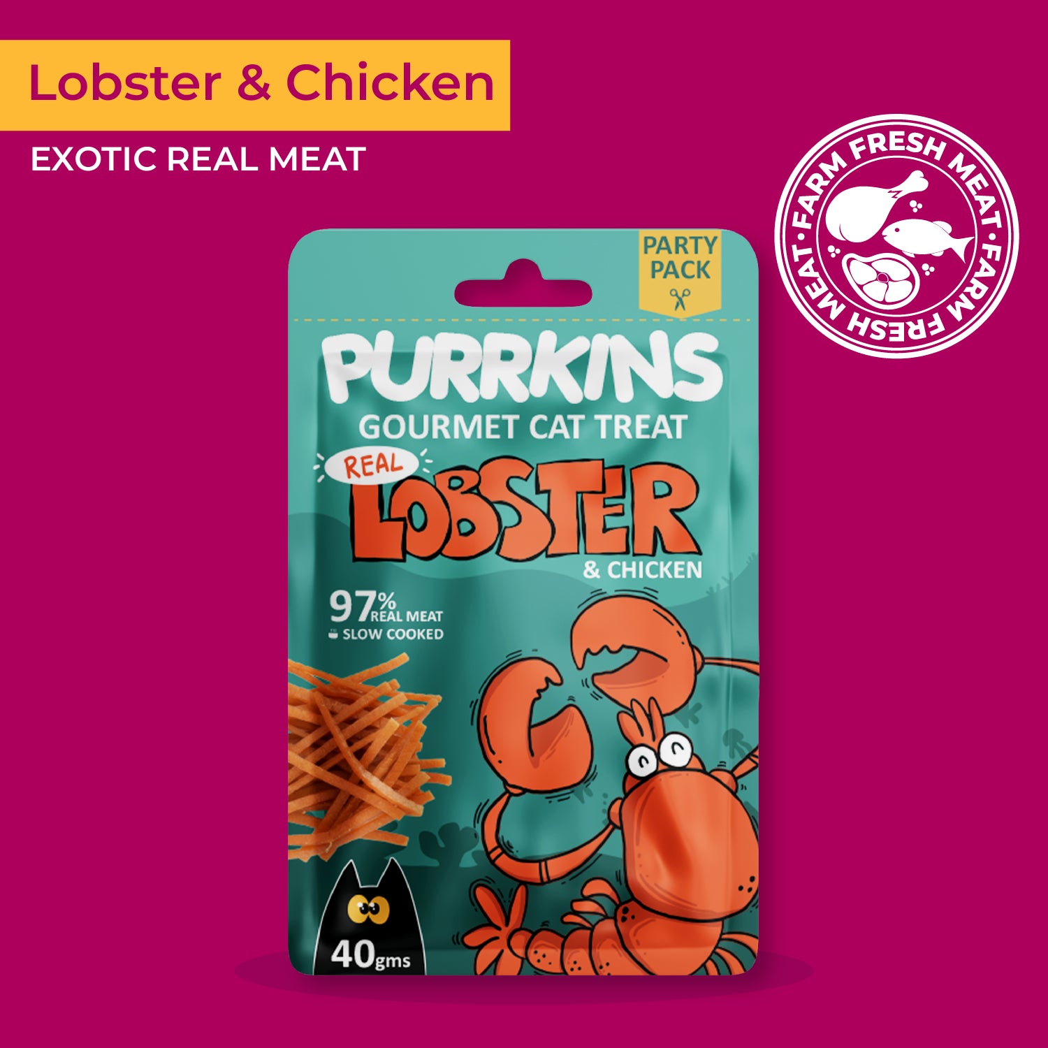 Purrkins Exotic Gourmet Cat Treats - Lobster & Chicken (40g)