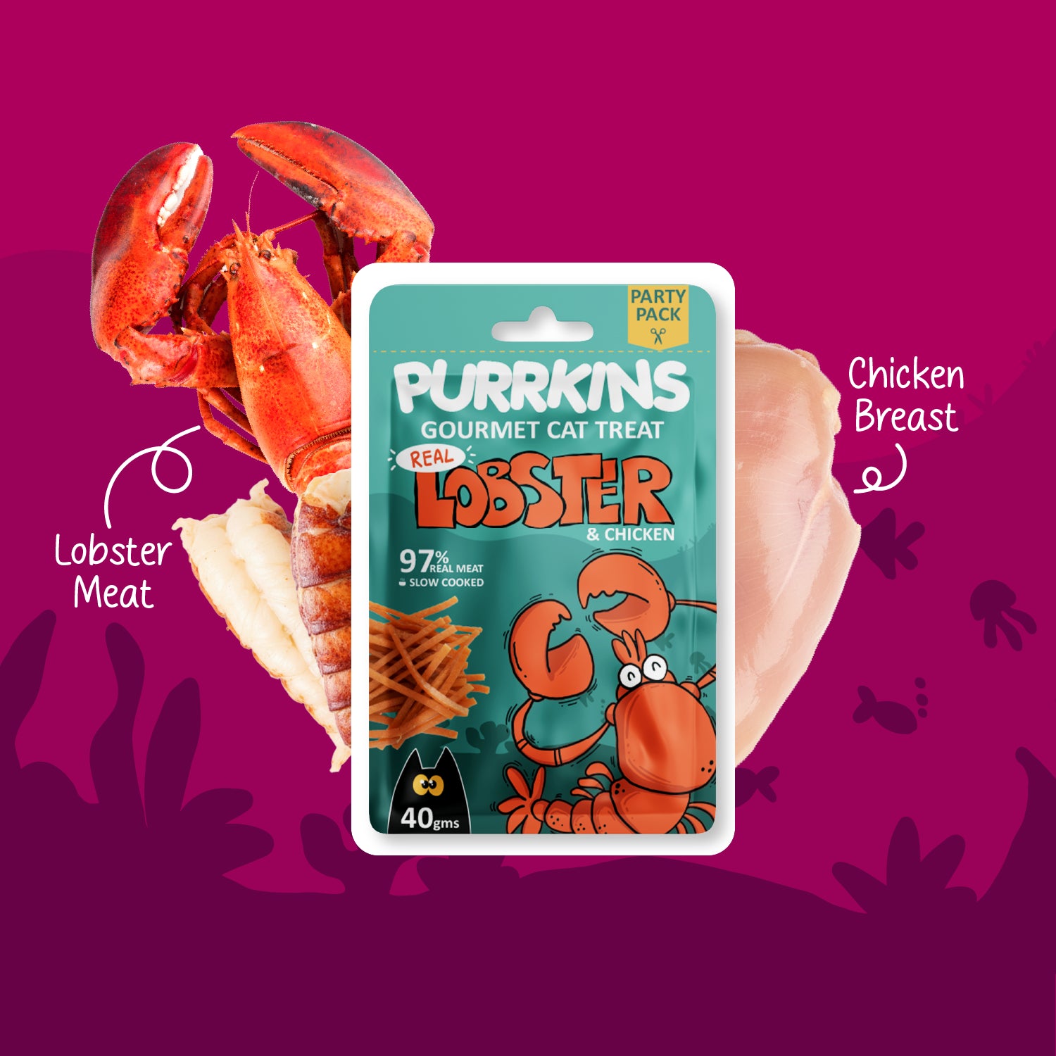 Purrkins Exotic Gourmet Cat Treats - Lobster & Chicken (40g)