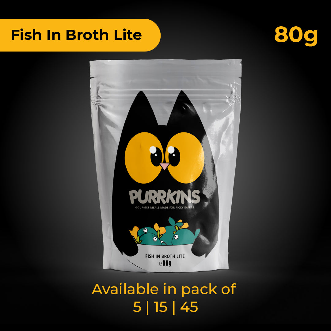 Purrkins Fish in Broth Lite (80g packs)