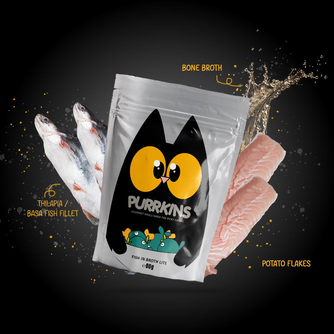 Purrkins Fish in Broth Lite (80g packs)