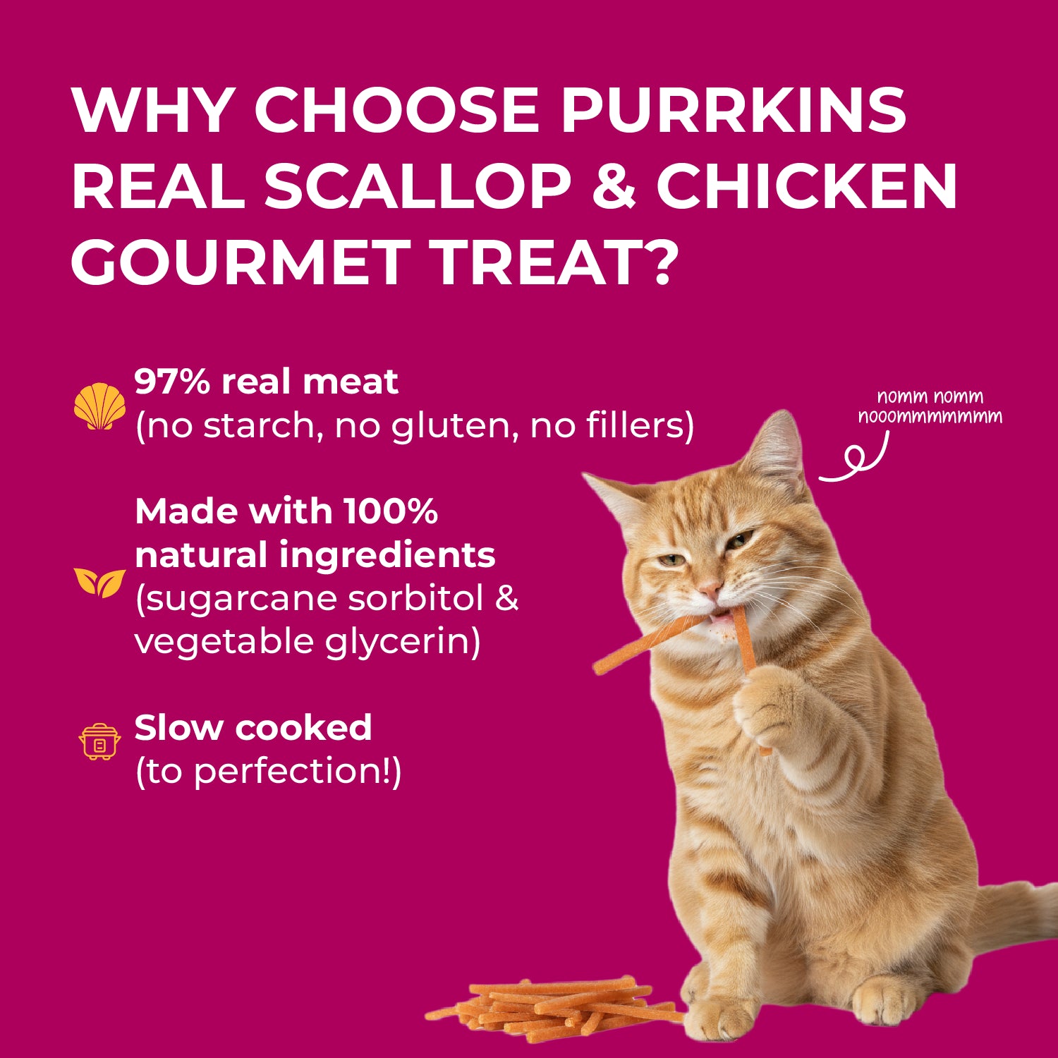 Purrkins Exotic Gourmet Cat Treats - Real Scallop & Chicken (40g)