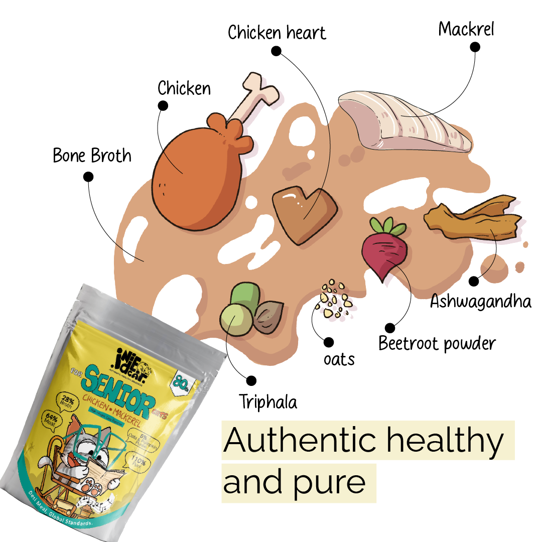 Pack of:  ⁠Indie Cat Senior Cat Home-Style Meal, Wet Food for Cats & Kittens, Gluten & Grain Free Cats Gravy Meal, No Artificial Flavours Kitten Food, Non-Vegetarian Cat Foods Pouch (80g each)