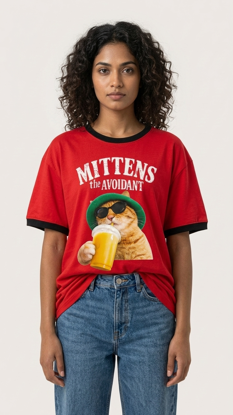Mittens the Avoidant Oversized T-Shirt - UNISEX