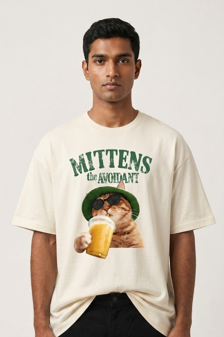 Mittens the Avoidant Oversized T-Shirt - UNISEX
