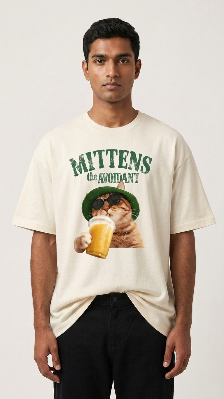 Mittens the Avoidant Oversized T-Shirt - UNISEX