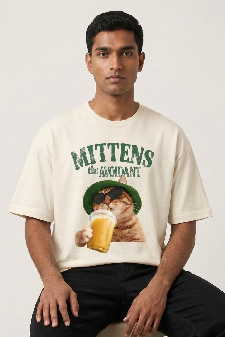 Mittens the Avoidant Oversized T-Shirt - UNISEX