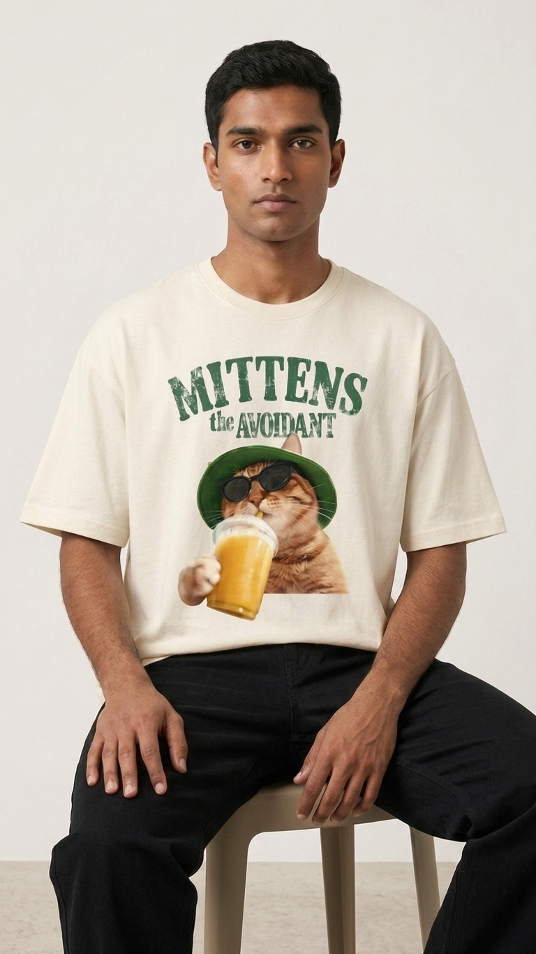 Mittens the Avoidant Oversized T-Shirt - UNISEX