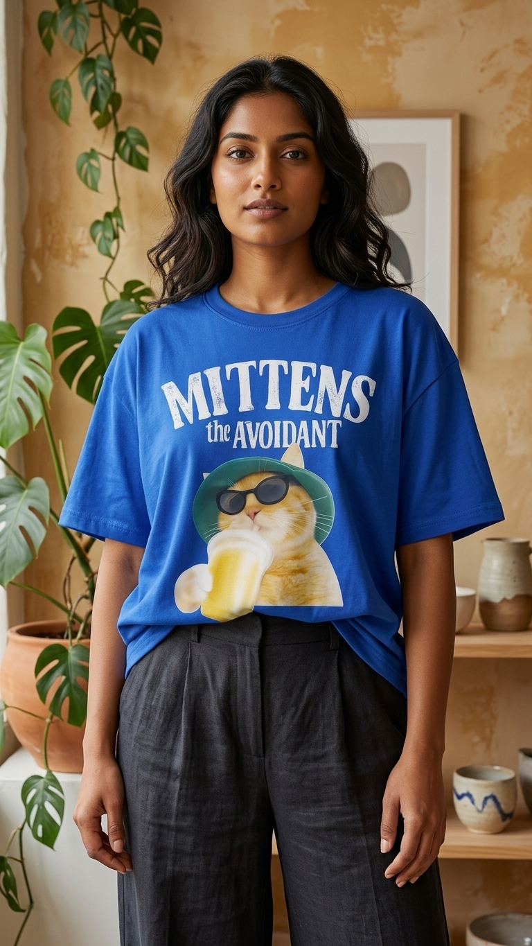 Mittens the Avoidant Oversized T-Shirt - UNISEX