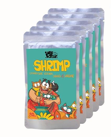 Pack of 5: Indie Cat Shrimp Squid & Sardine Home-Style Meal, Wet Food for Cats & Kittens, Gluten & Grain Free Cats Gravy Meal, No Artificial Flavours Kitten Food, Non-Vegetarian Cat Foods Pouch (80g each)