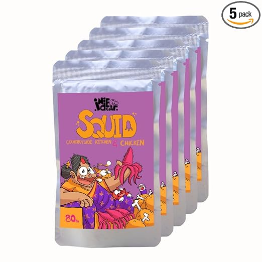 Pack of: ⁠Indie Cat Squid & Chicken Home-Style Meal. Wet Food for Cats & Kittens, Gluten & Grain Free Cats Gravy Meal, No Artificial Flavours Kitten Food, Non-Vegetarian Cat Foods Pouch (80g each)