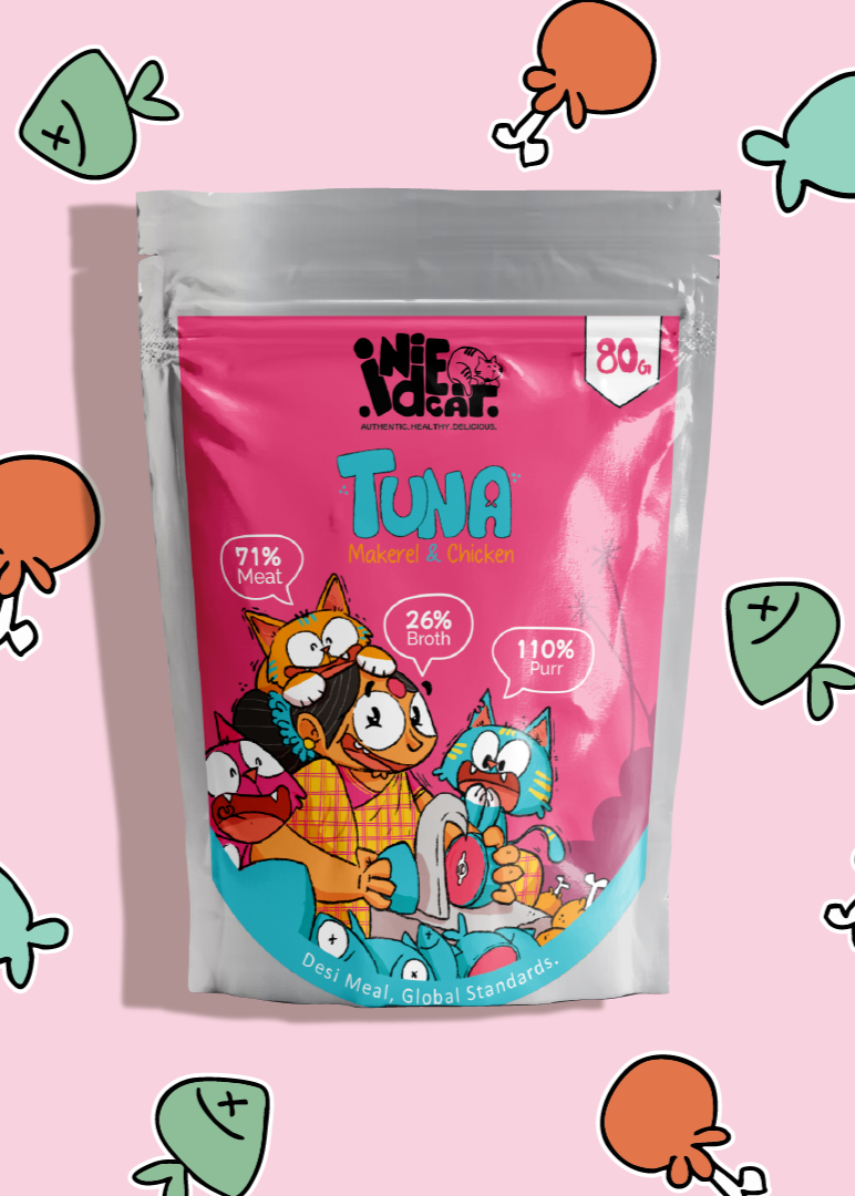 Pack of: ⁠Indie Cat Tuna Mackerel & Chicken Home-Style Meal, Wet Food for Cats & Kittens, Gluten & Grain Free Cats Gravy Meal, No Artificial Flavours Kitten Food, Non-Vegetarian Cat Foods Pouch (80g each)